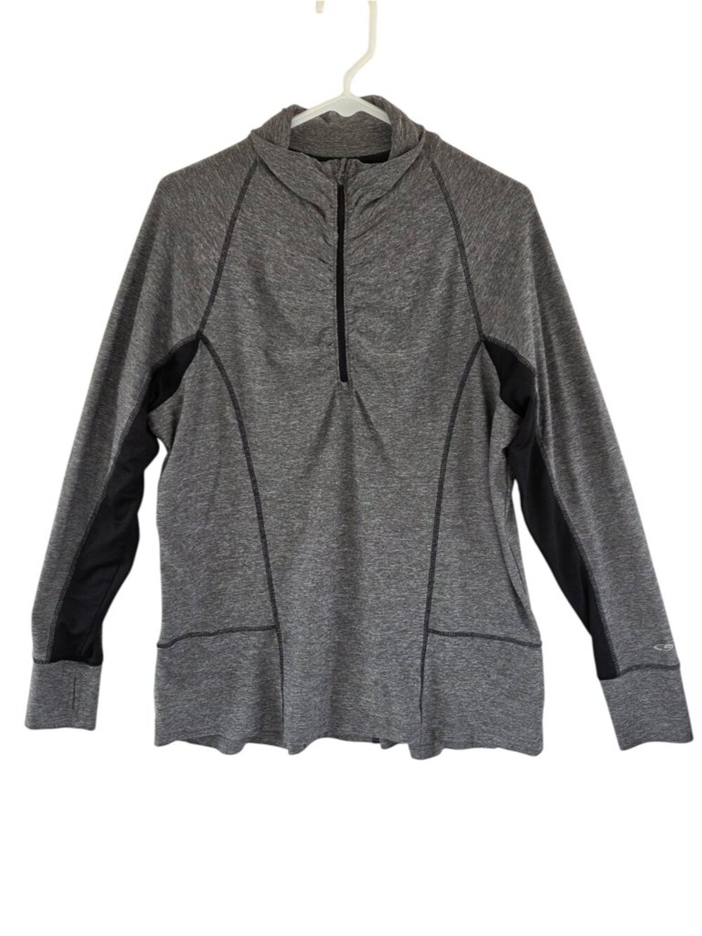 CHAMPION Jogging Track Jacket Women's XXL Charcoal 1/4 Zip Pullover Knit Stretch